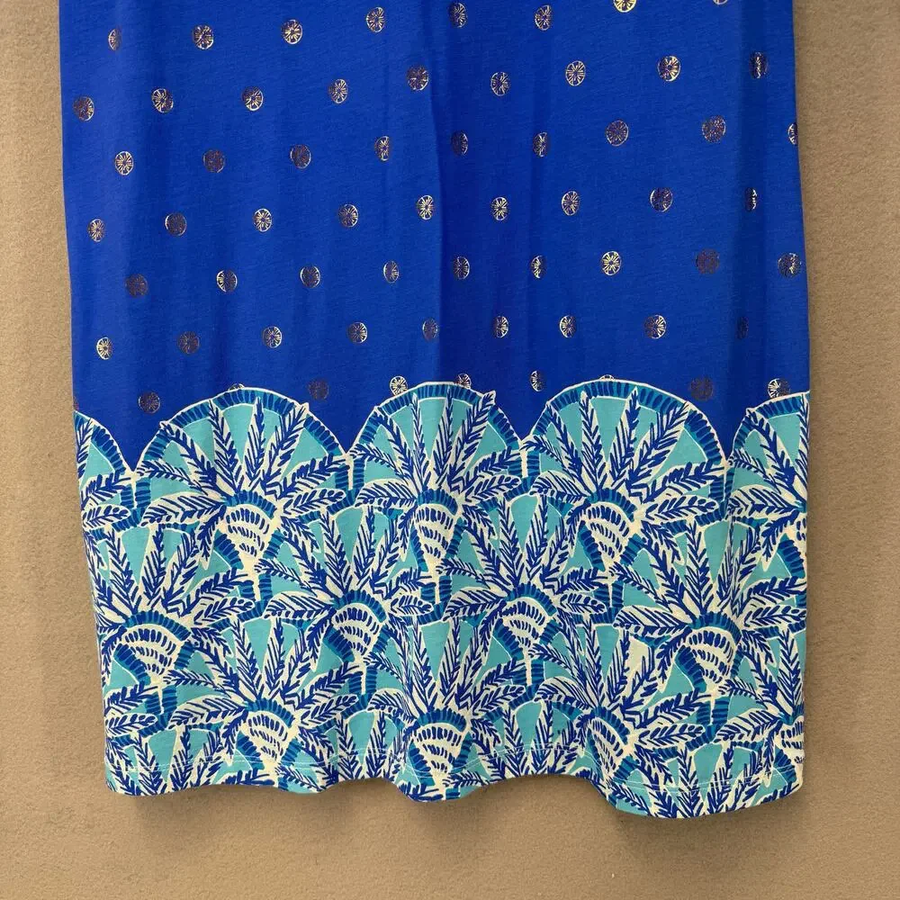 Lilly Pulitzer Grotto Beach Keyhole Shift Dress Women's S Day Blue Gold EUC - Picture 5 of 11